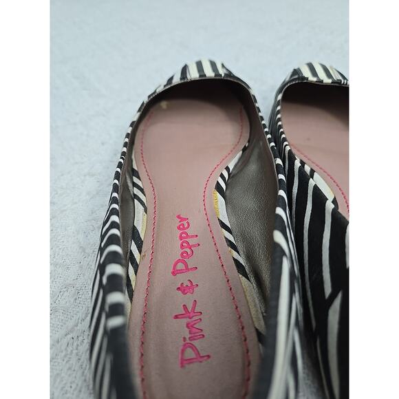 Pink&Pepper Womens 7 Zebra Striped Flats READ - Picture 7 of 11